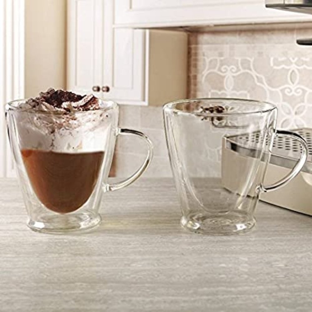 Thermax Double Wall Insulated Heat Resistant Glass - 2 Coffee Mugs